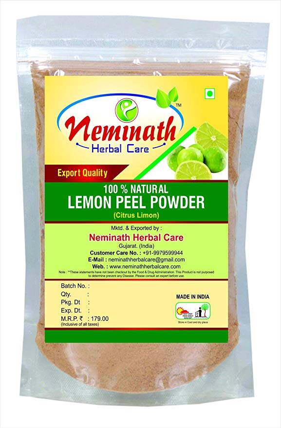 Neminath Herbal Care 100% Natural Lemon Peel (Citrus Limon) Powder For Perfect Oil Balance Naturally, Multicolor, 100 g