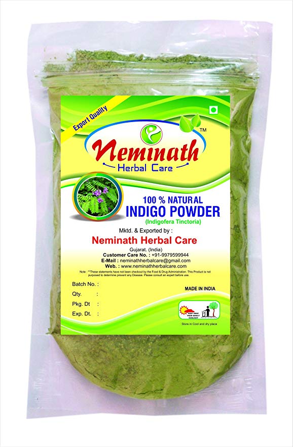 Neminath Herbal Care Indigo Leaves Powder for Hair Colorant (Indigofera Tinctoria), Green, 227 g