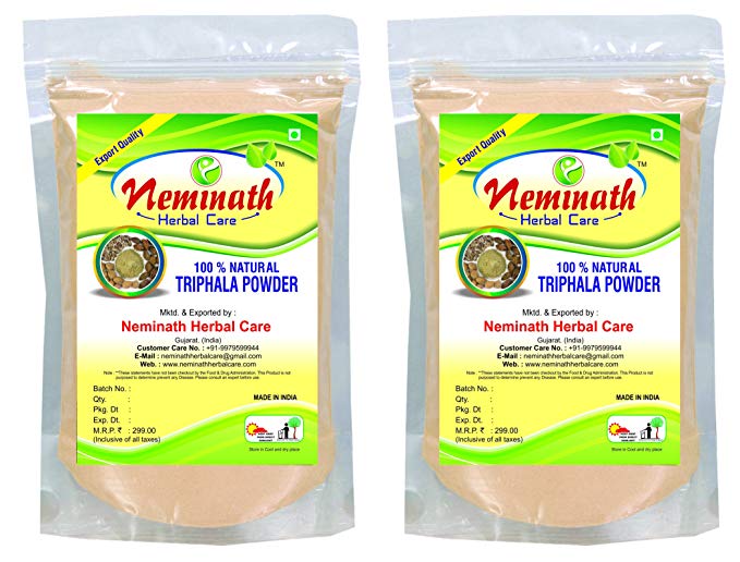 Neminath Herbal Care Natural Triphala Amla, Harad, Baheda Powder to Prevent Hair Fall Naturally, light brown, 227 g (Pack of 2)