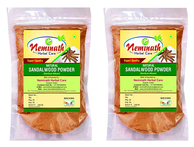 Neminath Herbal Care Sandalwood Powder For Face – 100 Gram | 100% Natural and Pure Sandalwood/Chandan Powder For Skin Whitening and Naturally Glowing Skin, Multi