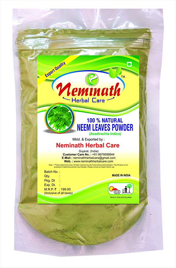 Neminath Herbal Care For Face | 100% Natural, Pure and Herbal | (AZADIRACHTA INDICA) Neem Leaves Powder for PIMPLE FREE CLEAR SKIN NATURALLY, Green, 227 g