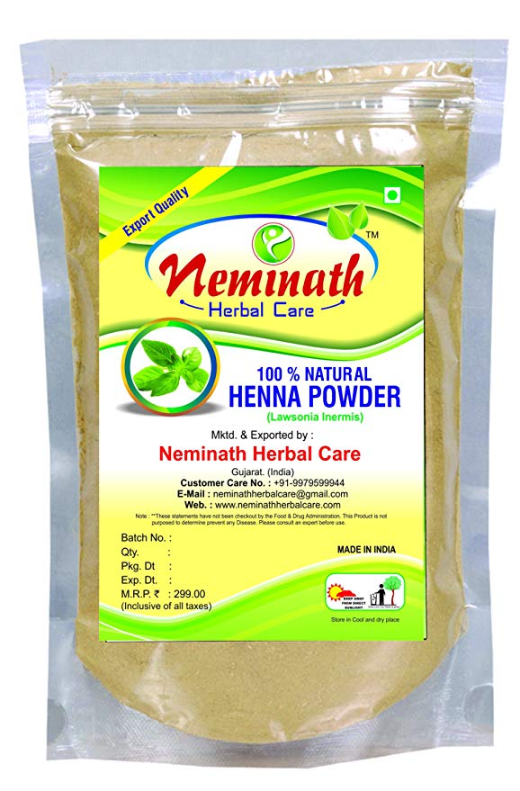 Neminath Herbal Care Natural Henna Powder For Hair | 100% Pure & Herbal Mehendi/Heena Leaves Powder, Natural Hair Colorant, Green